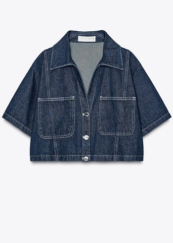 Lacivert Mini Denim gömlek