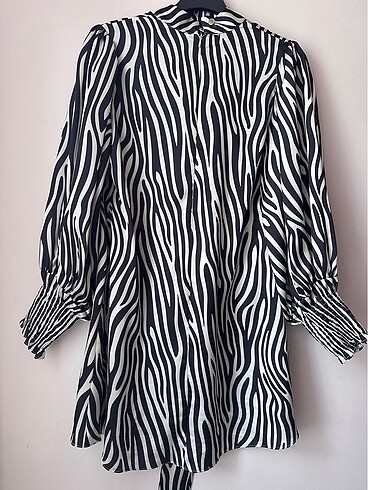 s Beden Zebra Desen Elbise
