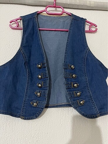 Lacivert denim yelek