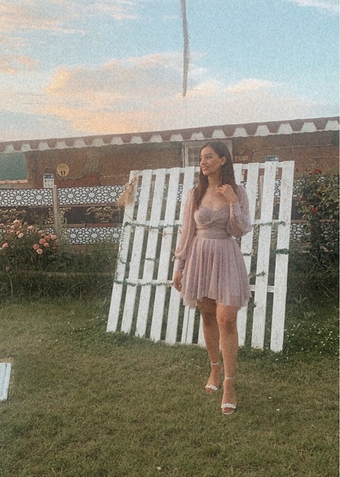 Ilmıo 38 beden abiye pudra pembesi ışıltılı - Görsel 4