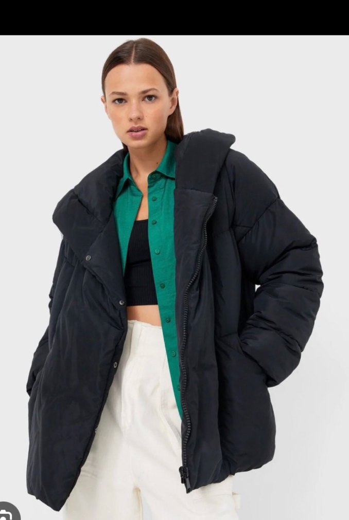 Kapüşonlu Stradivarius şişme Mont - Görsel 2