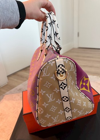 Mor Baskılı Deri Kadın Çanta - Görsel 3