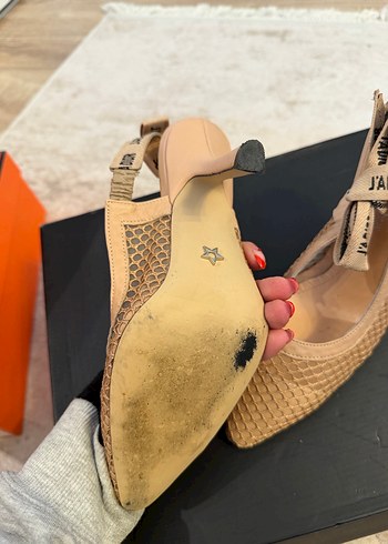 Bej Blok Topuklu Kadın Stiletto - Görsel 5