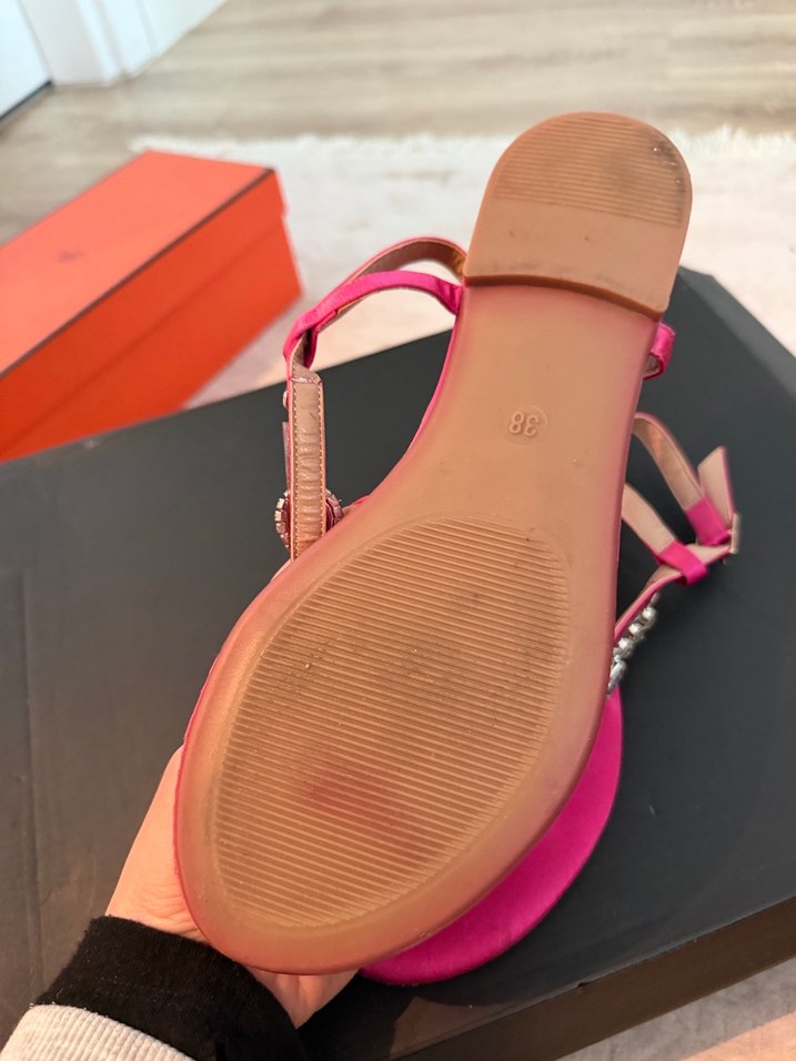 Pembe Taşlı İnce Topuklu Kadın Sandalet - Görsel 3