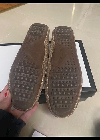 Altın Renkli Simli Deri loufer - Görsel 3