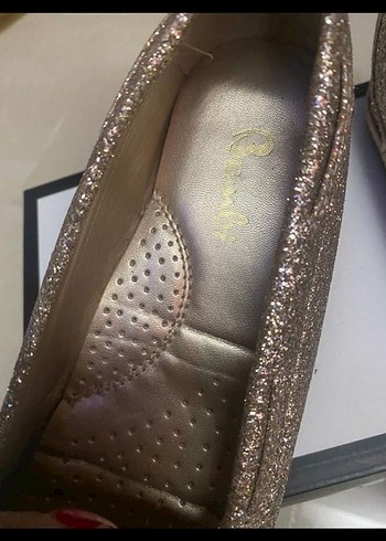 Altın Renkli Simli Deri loufer - Görsel 4