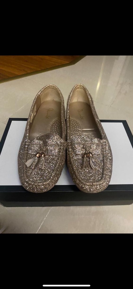 Altın Renkli Simli Deri loufer - Görsel 2