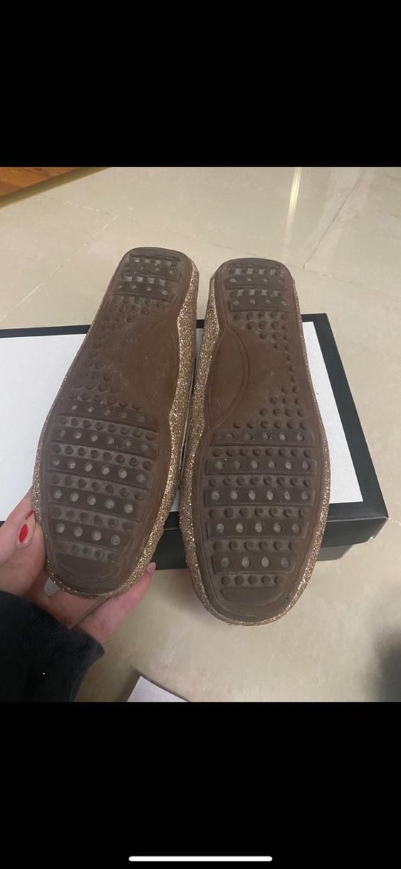 Altın Renkli Simli Deri loufer - Görsel 3