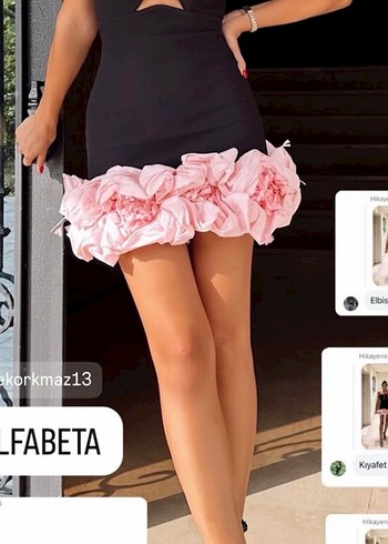 Pembe Fırfırlı Straplez Mini Abiye Elbise - Görsel 2