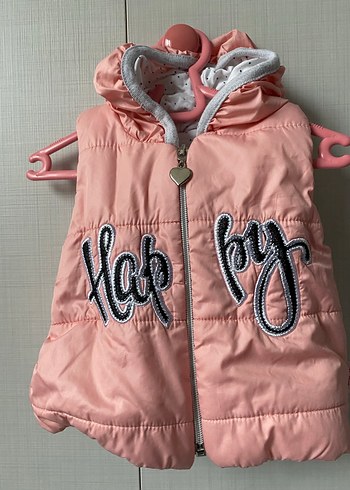 Nakışlı Pembe Kız Çocuk Kapüşonlu Yelek - Görsel 2