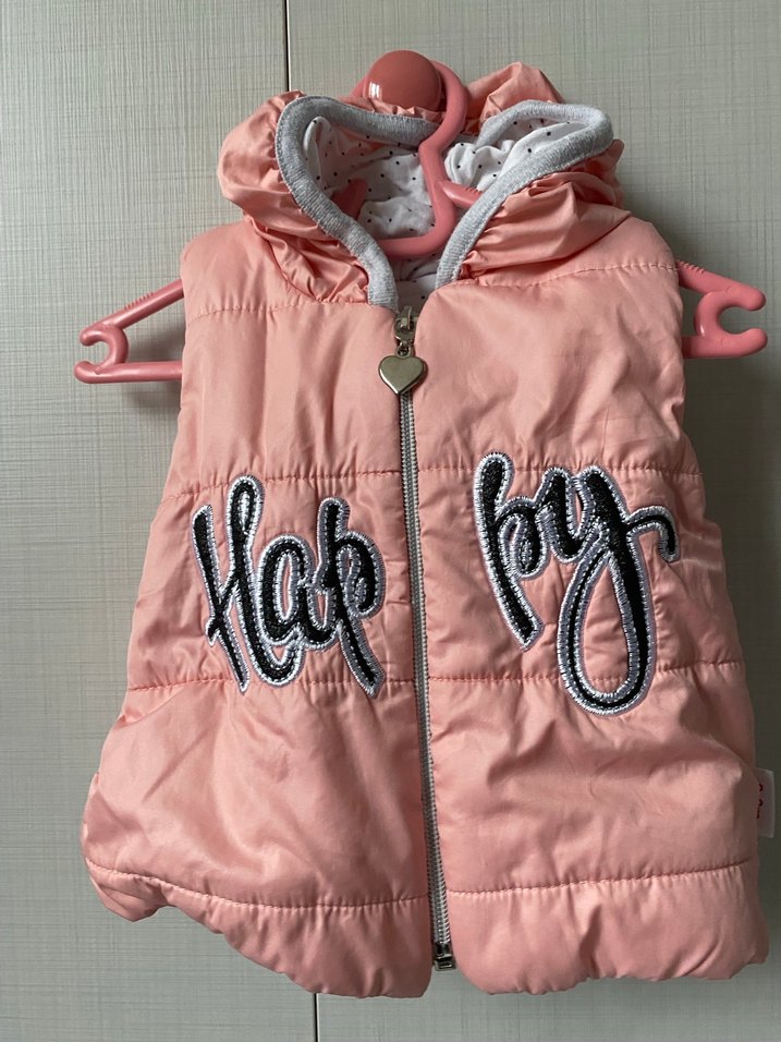 Nakışlı Pembe Kız Çocuk Kapüşonlu Yelek - Görsel 2