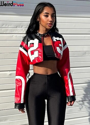 Garip Puss Faux Leather College Jacket