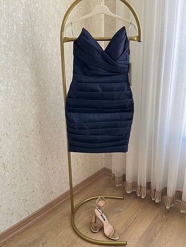 40 Beden Lacivert mini davet elbisesi