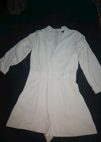 Beyaz Uzun Kollu Kısa Tulum - Görsel 4