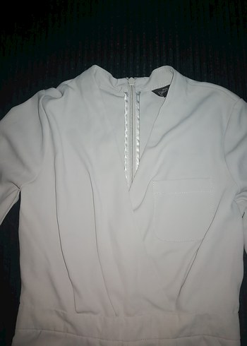 Beyaz Uzun Kollu Kısa Tulum - Görsel 3