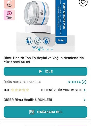 Rimu ton eşitleyici nemlendirici Krem 