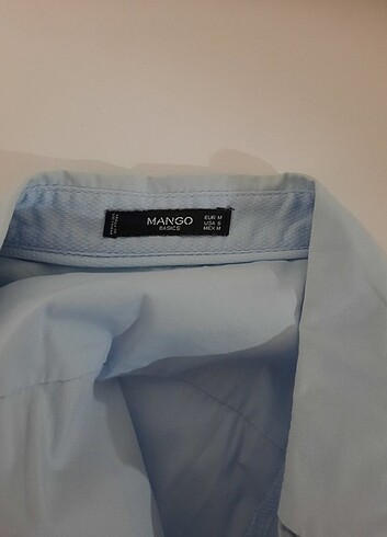 Mango 38 beden dar kesim buz mavisi gömlek - Görsel 3