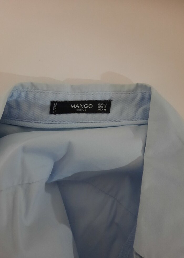 Mango 38 beden dar kesim buz mavisi gömlek - Görsel 3