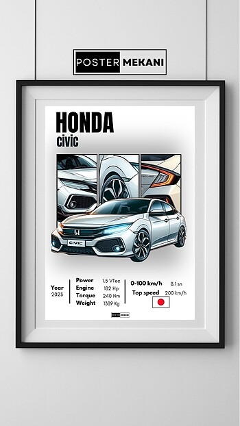 Honda civic araba posteri