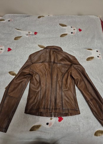 Derimod Sonbahar Kahverengi Deri Kadın Biker Ceket Elena Gilbert vintage