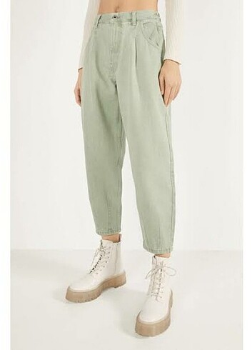 Bershka yeşil baloon baggy mom jean