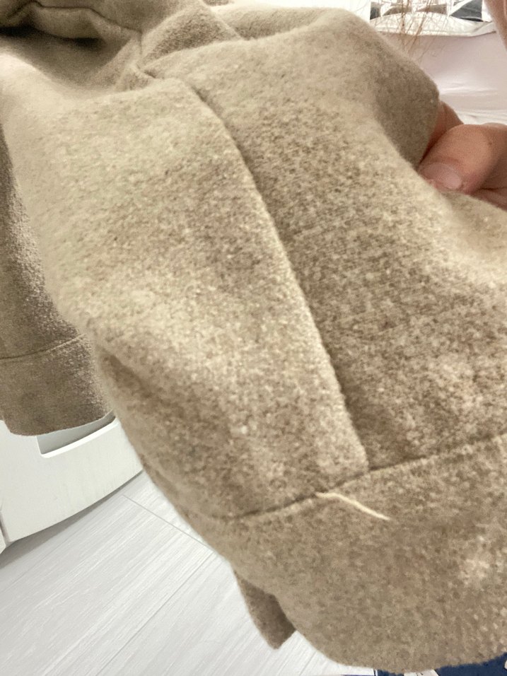 Düğmeli Bej Kadın Keten Ceket - Görsel 3