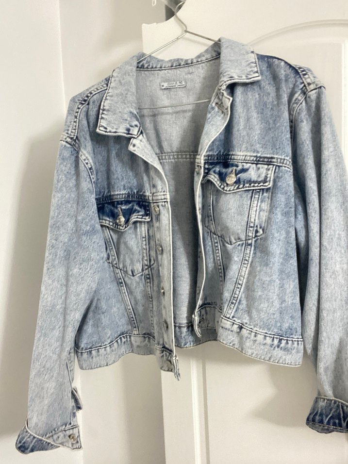 Gri Düğmeli Kadın Denim Ceket - Görsel 2