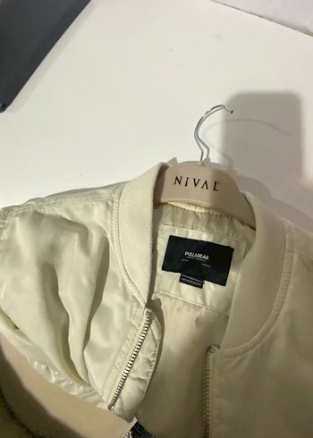 Beyaz /ekru erkek bomber Ceket - Görsel 6