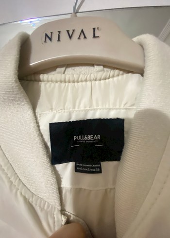 Beyaz /ekru erkek bomber Ceket - Görsel 7