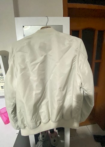 Beyaz /ekru erkek bomber Ceket - Görsel 5
