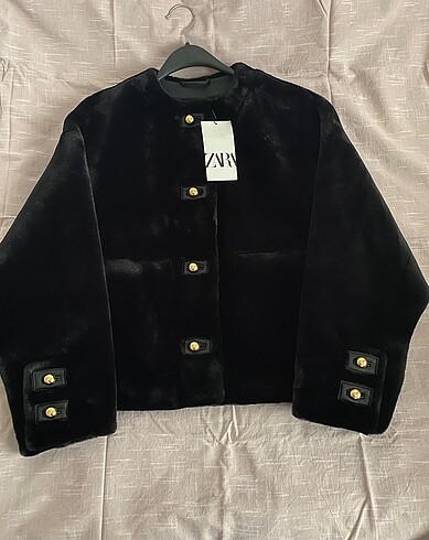 xs Beden siyah Renk Zara peluş görünümlü ceket