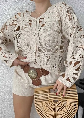 Dantel Detaylı Beyaz Bohem Kısa Tulum - Görsel 2