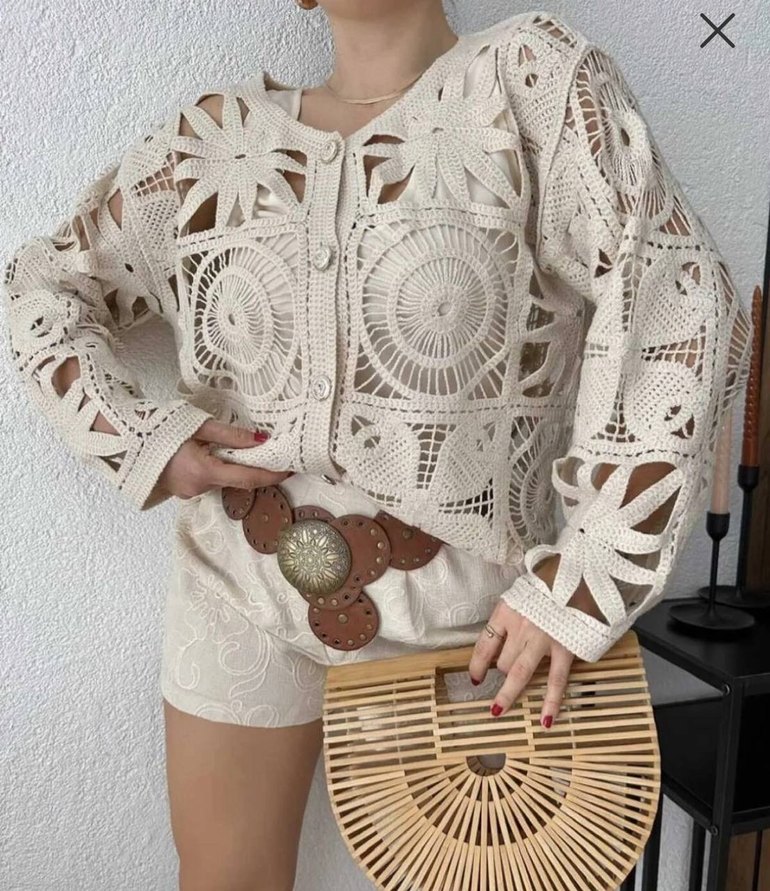 Dantel Detaylı Beyaz Bohem Kısa Tulum - Görsel 2