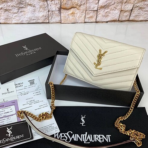 Yves Saint Laurent Cassandre Quilted Chain Wallet