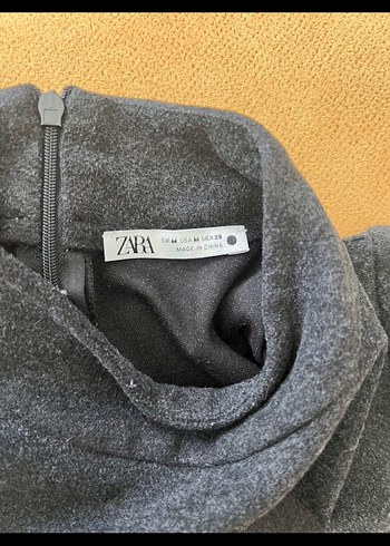 m Beden Zara Gri Kısa Kollu Midi Elbise
