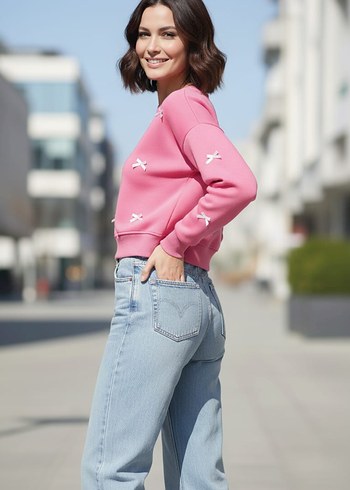 Diğer Pembe Oversize Sweatshirt