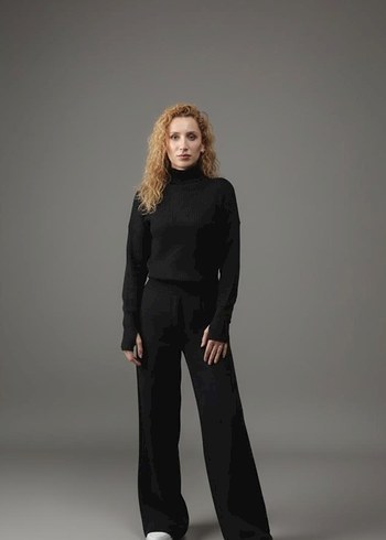 Siyah  Kadın Uzun Kollu Tulum - Görsel 2