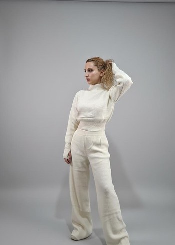 Beyaz Örgü Kadın Eşofman Takımı - Görsel 2