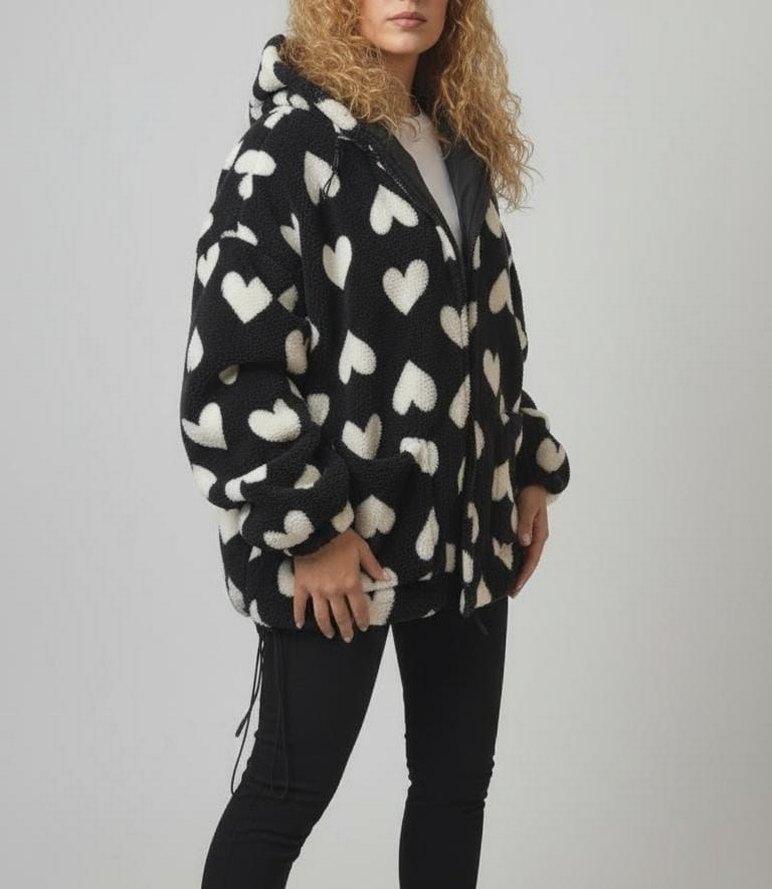 Siyah Kapüşonlu Kadın Midi Ceket - Görsel 2