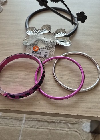 Mor  ithal kelebek küpe ve 3 bilezik - Görsel 4