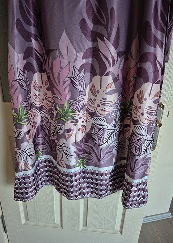 Bohem Mor Uzun Kollu Salaş Elbise - Görsel 2