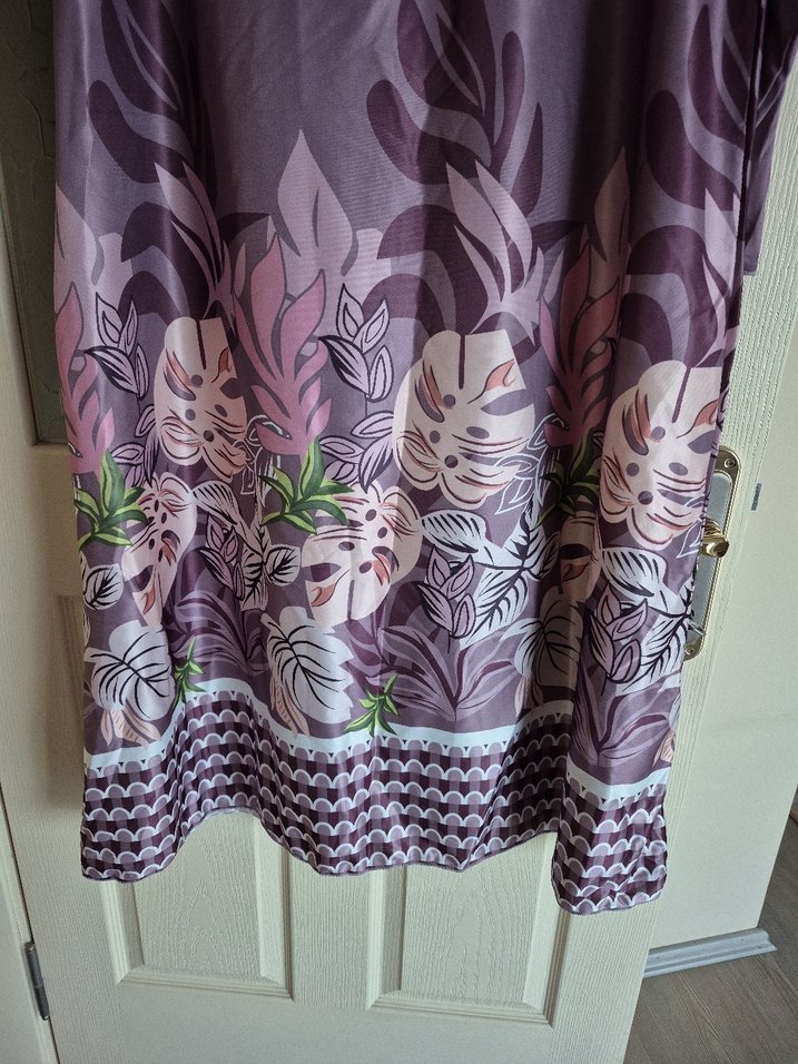 Bohem Mor Uzun Kollu Salaş Elbise - Görsel 2