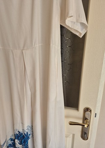 Diger Beyaz Baskılı Uzun Hamile Elbisesi - Görsel 5