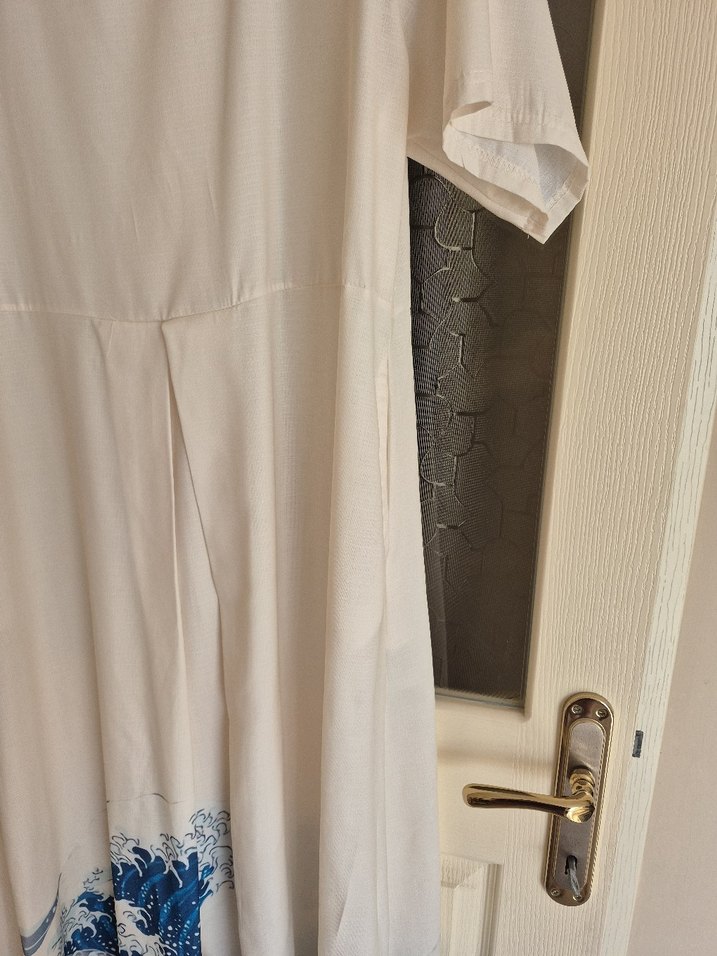 Diger Beyaz Baskılı Uzun Hamile Elbisesi - Görsel 5