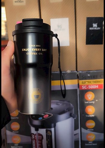 Siyah Paslanmaz Çelik Termos Bardak - Görsel 3