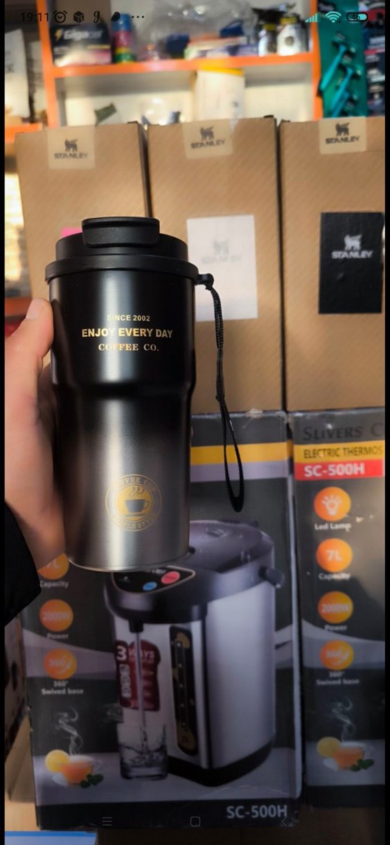 Siyah Paslanmaz Çelik Termos Bardak - Görsel 3