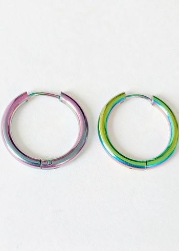 Renkli Midi Halka Çelik Küpe kadın Çelik küpe - Görsel 2