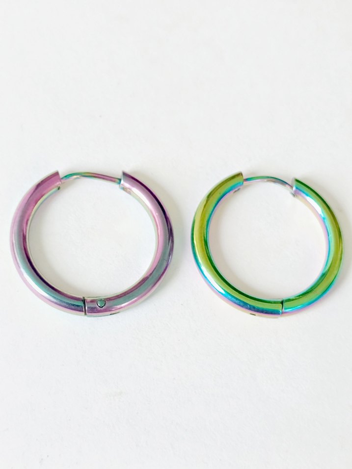 Renkli Midi Halka Çelik Küpe kadın Çelik küpe - Görsel 2