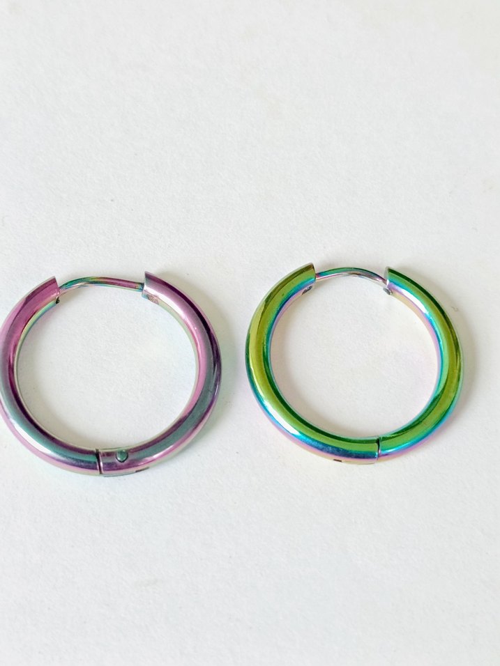 Renkli Midi Halka Çelik Küpe kadın Çelik küpe - Görsel 3