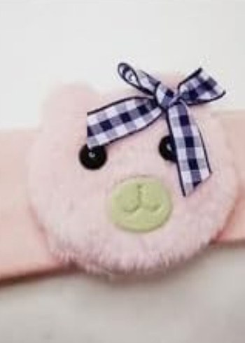 Pembe Nakışlı Fiyonklu Kız Çocuk Saç Bandı